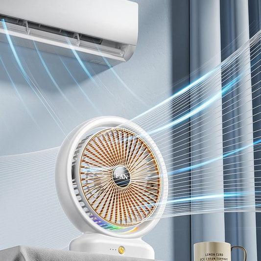 Desktop Fan Rechargeable, Mini Table Fan, Powerful Electric Fan With  Adjustable Wind Speeds, Portable Usb Fan For Home Office And Outdoors | Three-speed Mini Desktop Fan With Colorful Led Lights – Usb & Battery Powered – Random Color