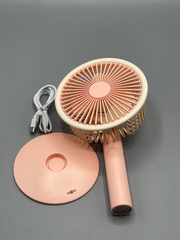 Mini Portable Electric Fan For Students, Dorm Room – Usb Rechargeable, Quiet Desktop Fan – Compact Volcanic Ash Design – ( Random Color )