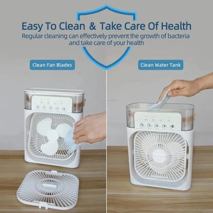 Portable Air Conditioner Fan Usb Electric Fan , Fine Mist Water, And Humidifier Function – Random Color 9.5 Inch